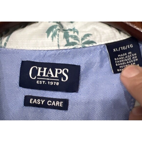 Chaps Ralph Lauren Shirt Men's XL Tropical Hawaiian AOP Palm Tree Beach - Picture 3 of 6